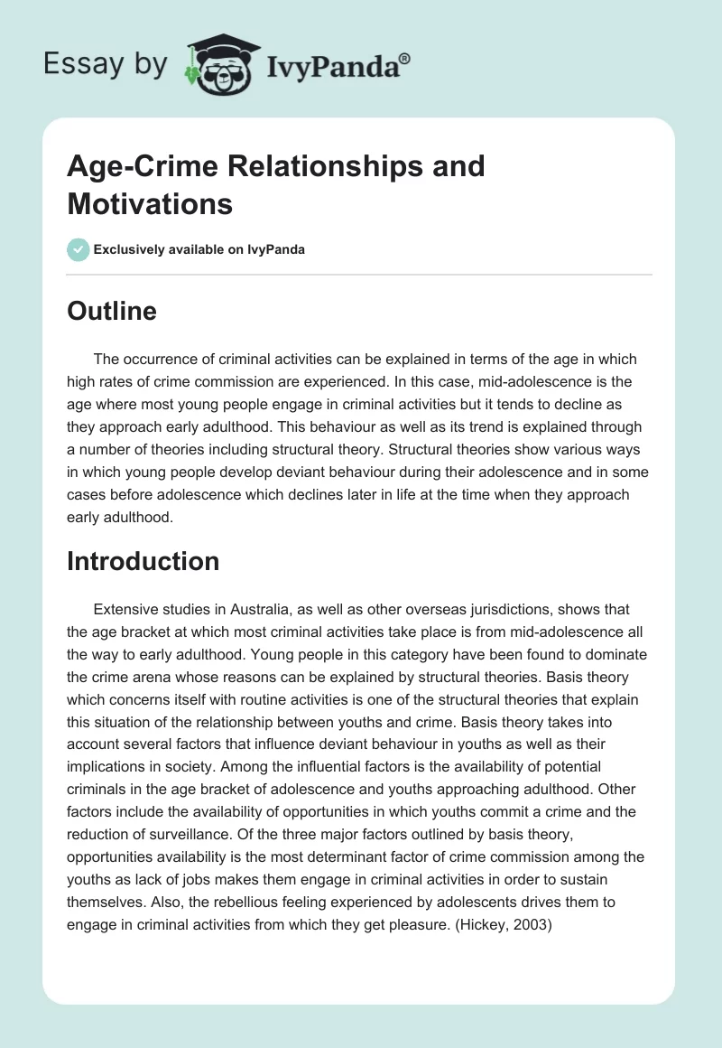 Age-Crime Relationships and Motivations. Page 1