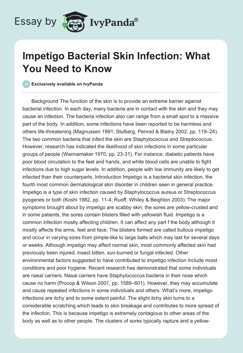 Impetigo Bacterial Skin Infection: What You Need to Know. Page 1