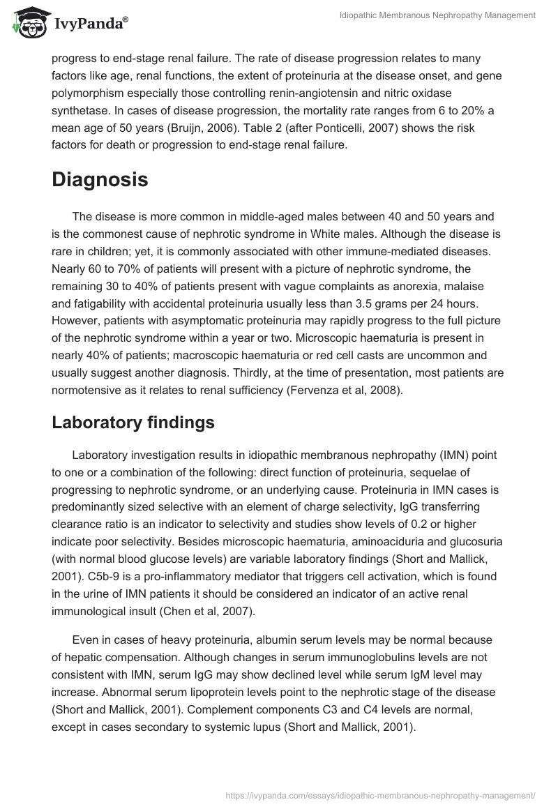 Idiopathic Membranous Nephropathy Management. Page 3
