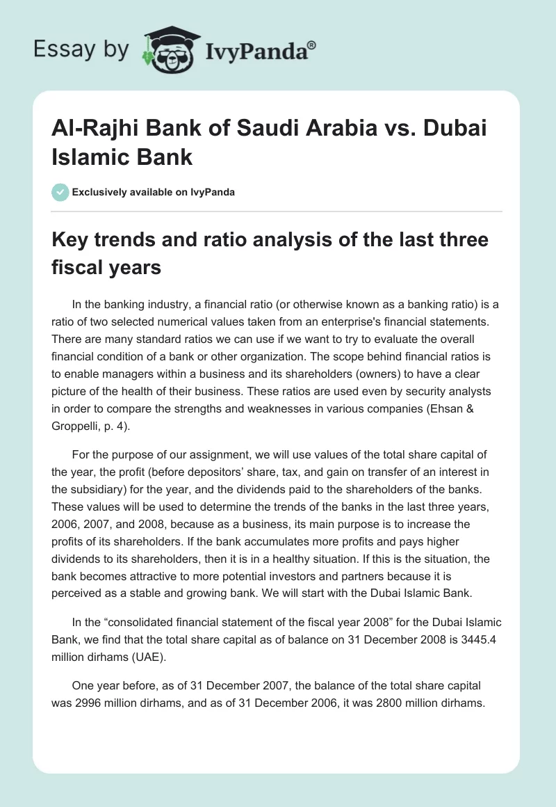 Al-Rajhi Bank of Saudi Arabia vs. Dubai Islamic Bank. Page 1