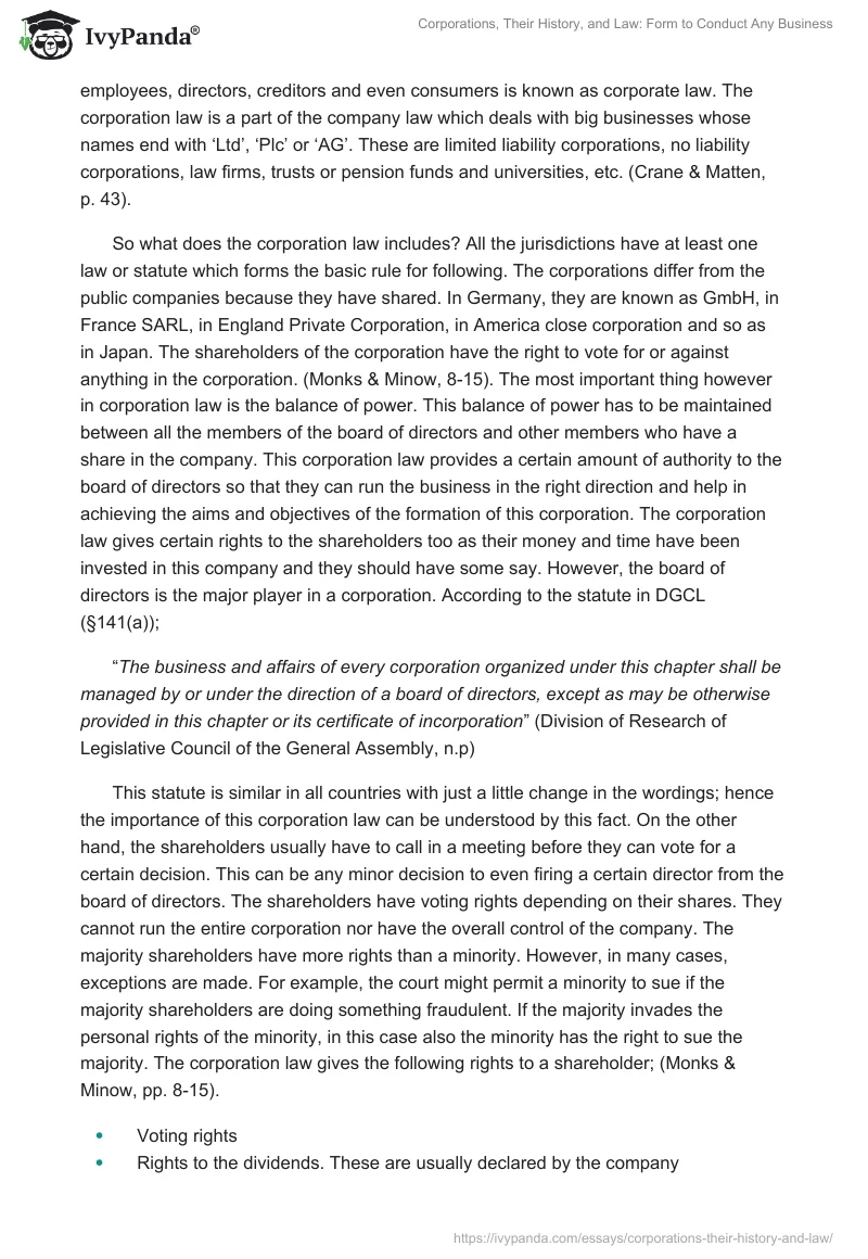 Corporations, Their History, and Law: Form to Conduct Any Business. Page 3