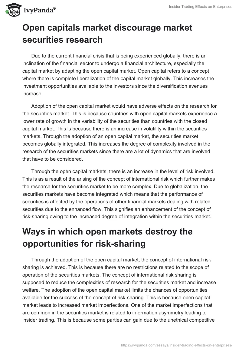 Insider Trading Effects on Enterprises. Page 3