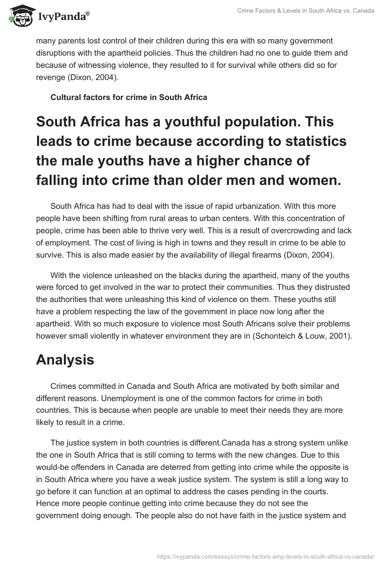 Crime Factors & Levels in South Africa vs. Canada. Page 5