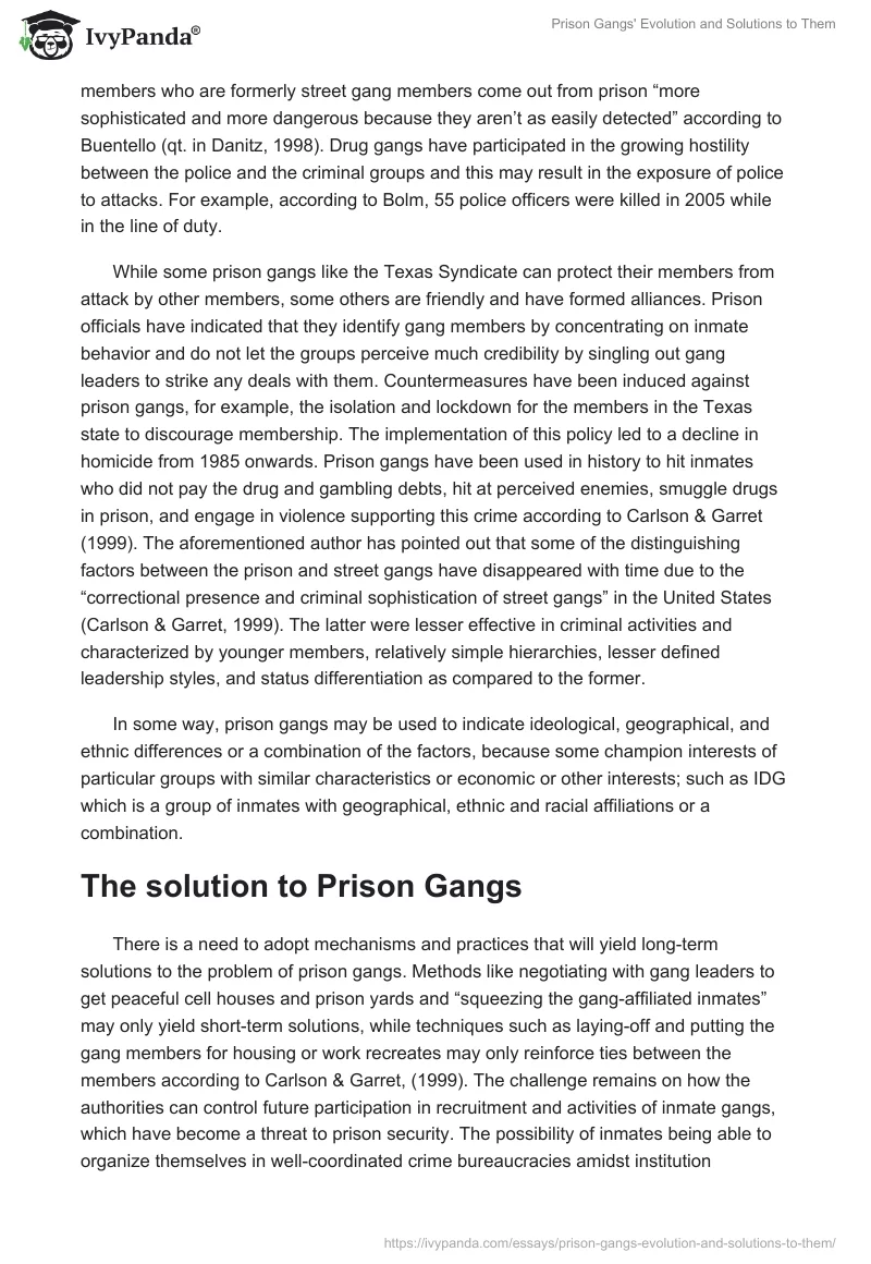 Prison Gangs' Evolution and Solutions to Them. Page 2