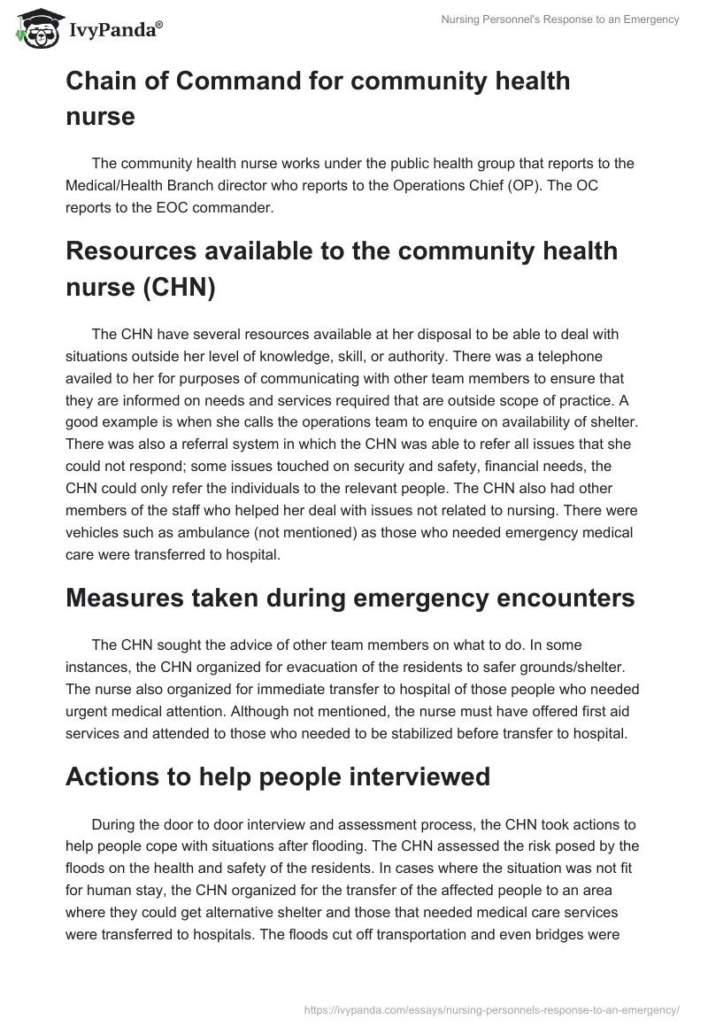 Nursing Personnel's Response to an Emergency. Page 2