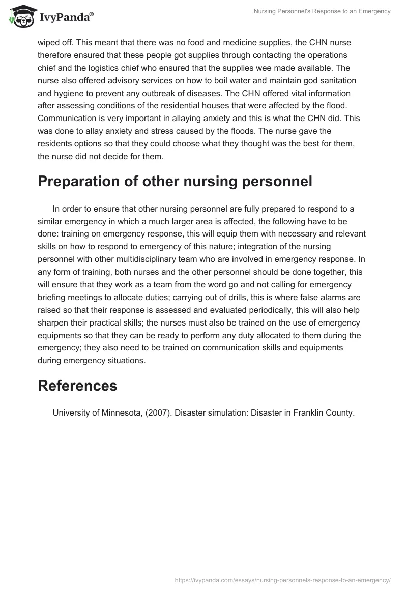 Nursing Personnel's Response to an Emergency. Page 3