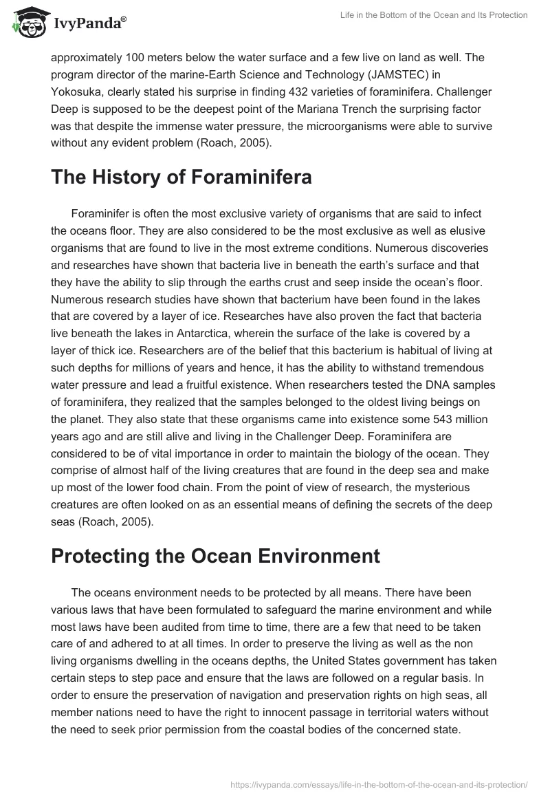 Life in the Bottom of the Ocean and Its Protection. Page 2