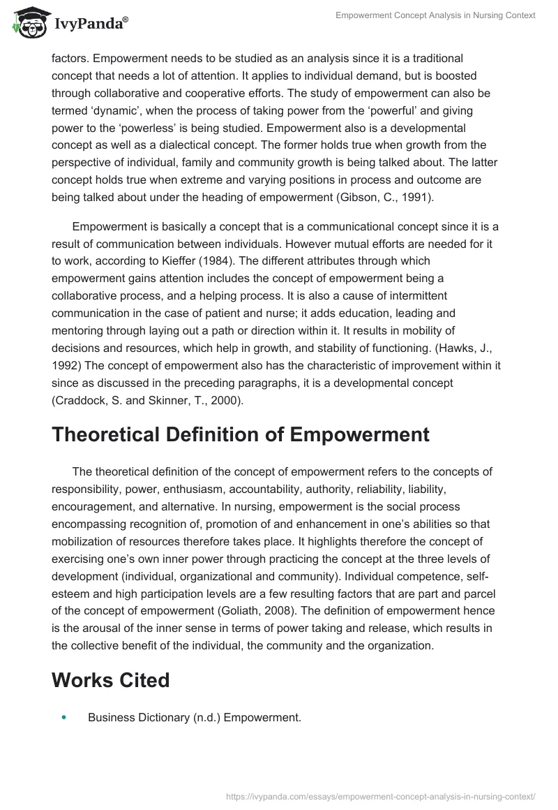 Empowerment Concept Analysis in Nursing Context. Page 3