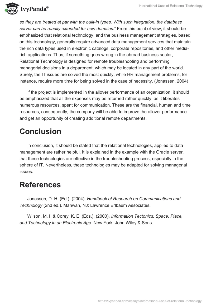 International Uses of Relational Technology. Page 2