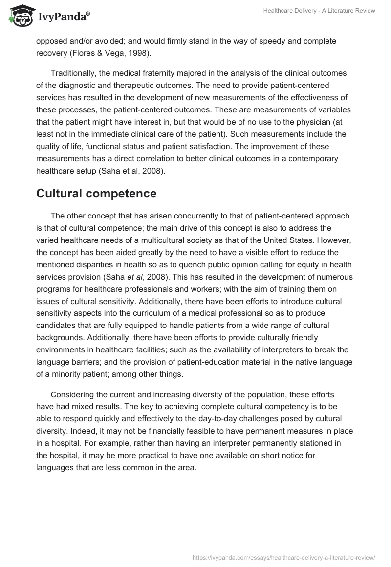 Healthcare Delivery - A Literature Review. Page 3