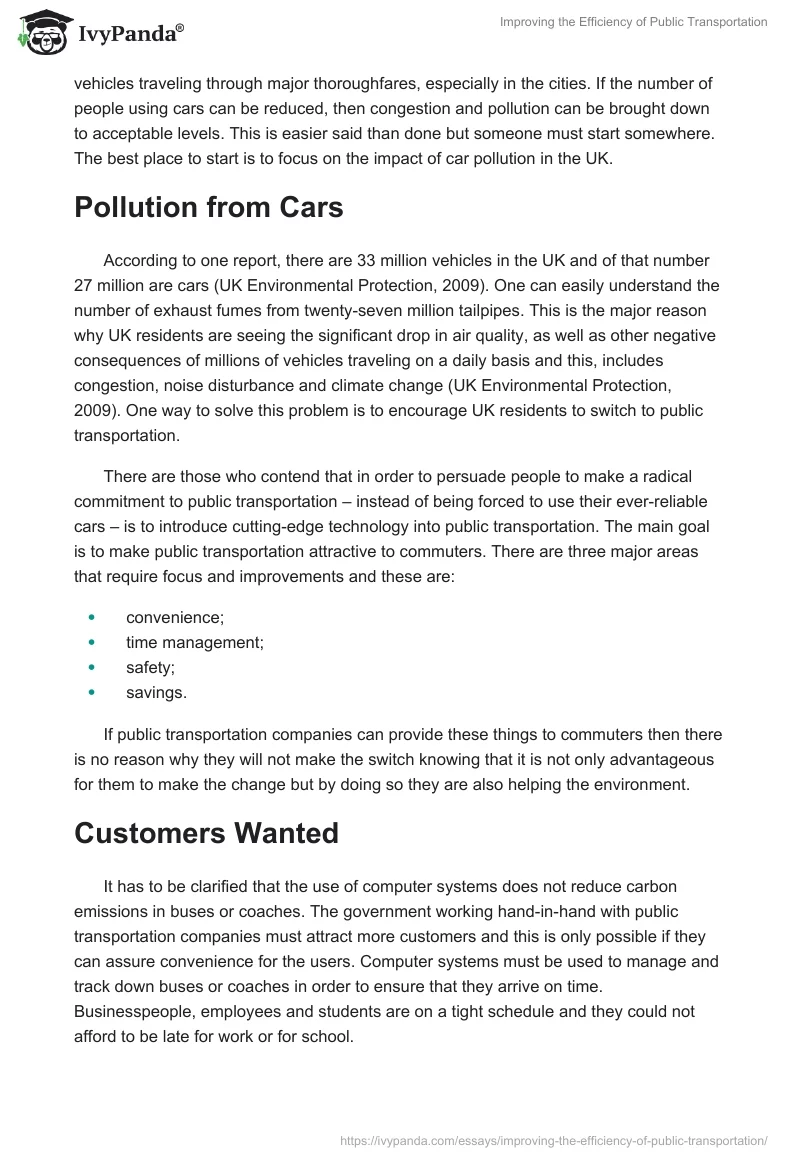 Improving the Efficiency of Public Transportation. Page 2