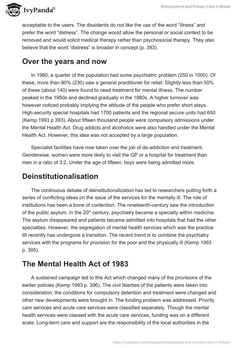 Schizophrenia and Primary Care in Britain. Page 5
