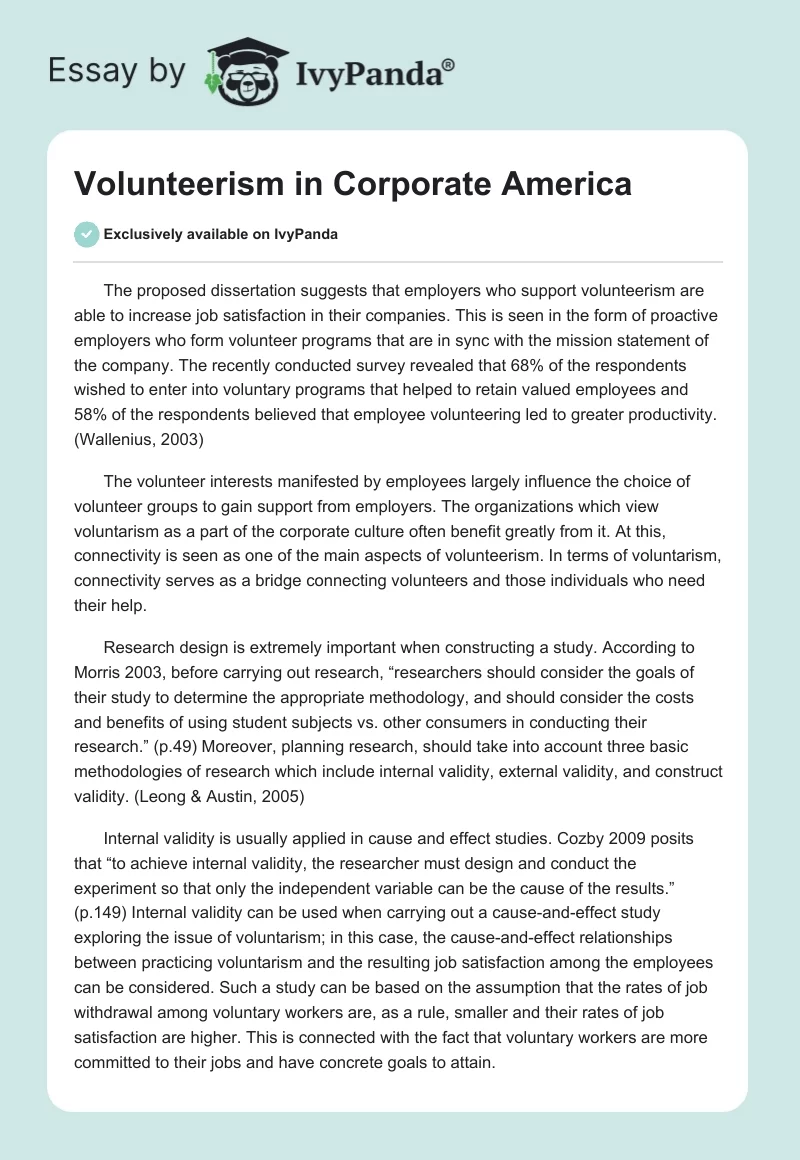 Volunteerism in Corporate America. Page 1