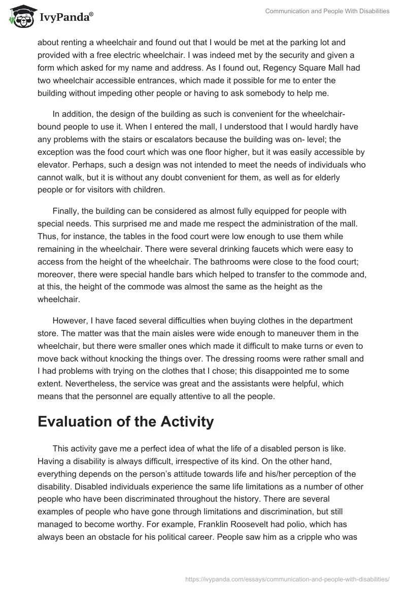 Communication and People With Disabilities. Page 2