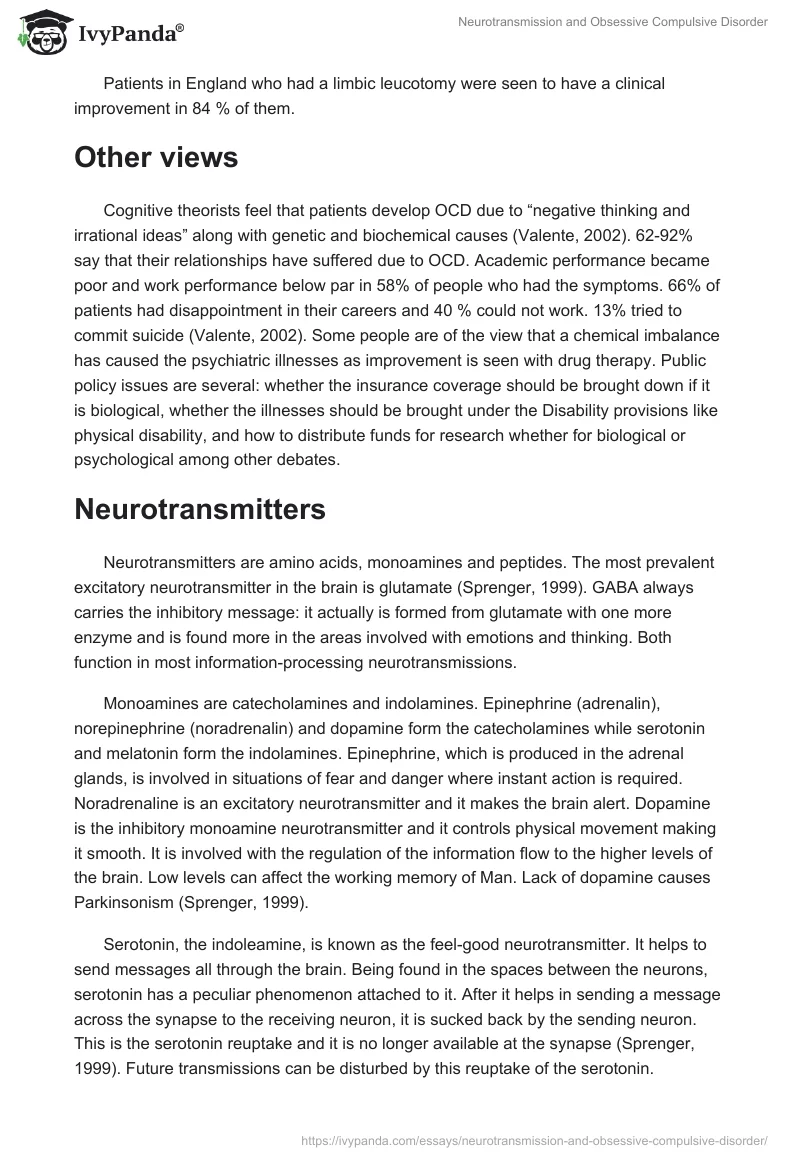 Neurotransmission and Obsessive Compulsive Disorder. Page 4