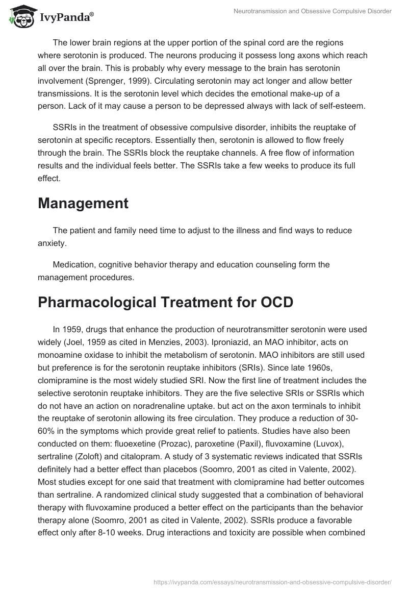Neurotransmission and Obsessive Compulsive Disorder. Page 5