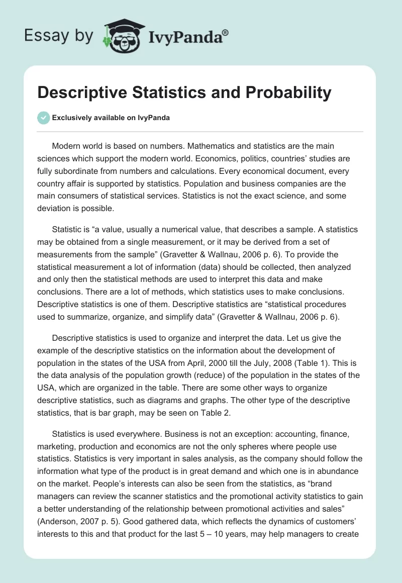 Descriptive Statistics and Probability. Page 1