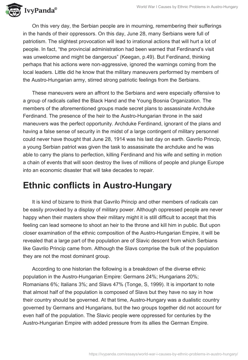 World War I Causes by Ethnic Problems in Austro-Hungary. Page 2