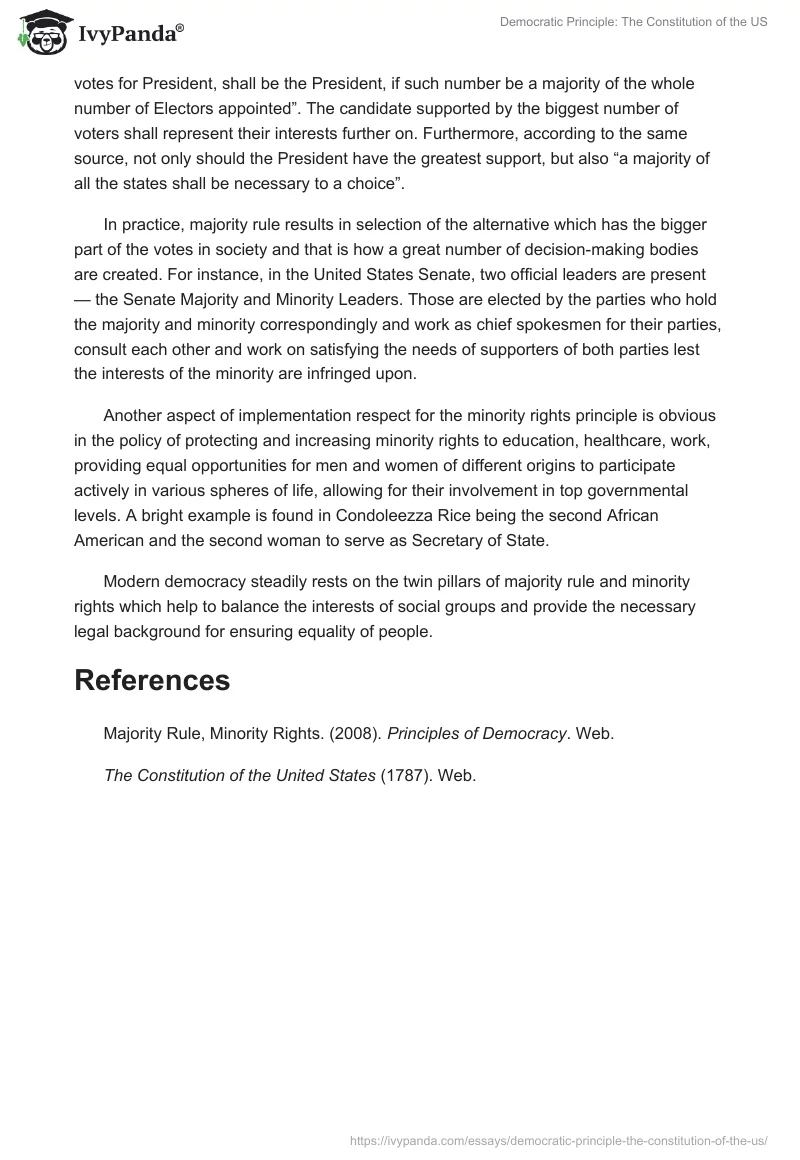 Democratic Principle: The Constitution of the US. Page 2