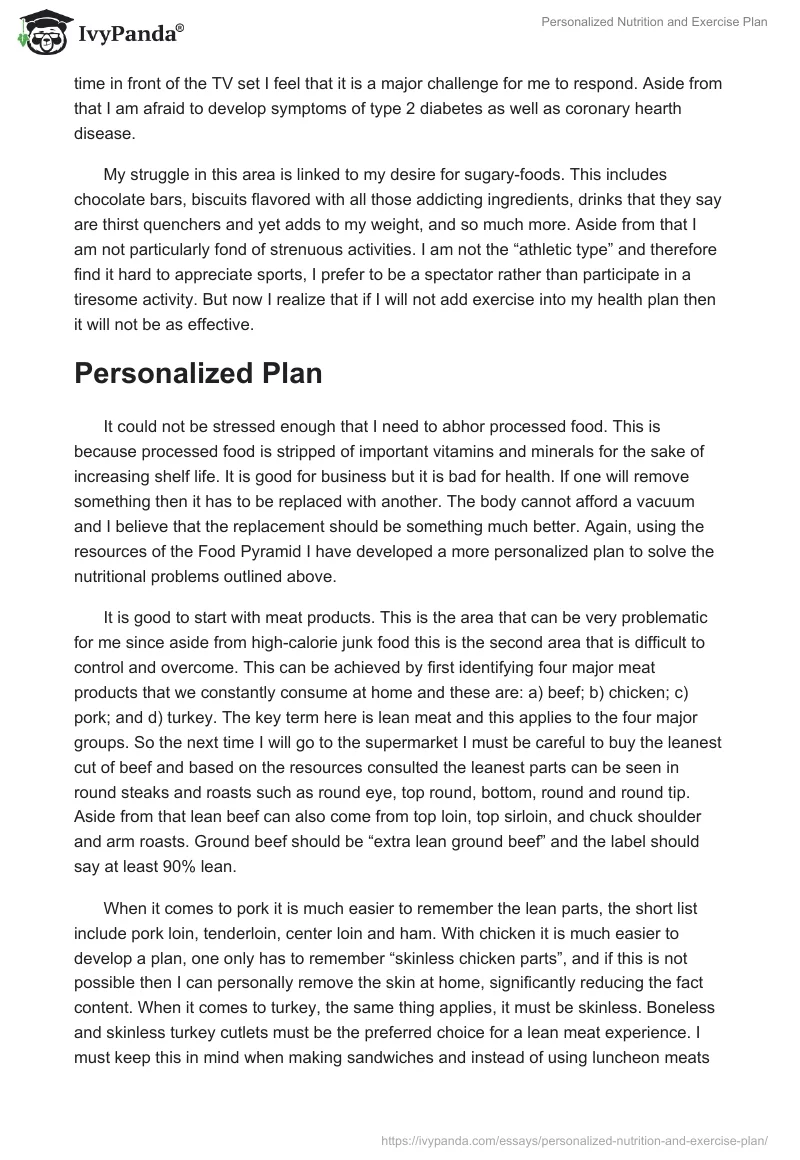 Personalized Nutrition and Exercise Plan. Page 2