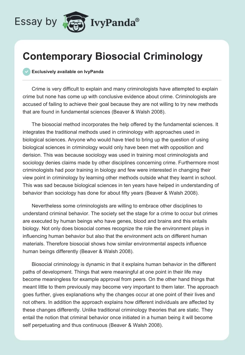 Contemporary Biosocial Criminology. Page 1