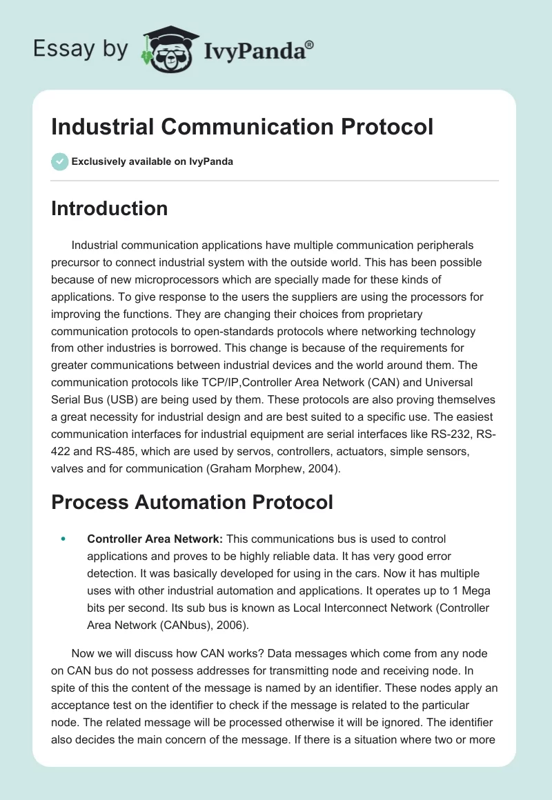 Industrial Communication Protocol. Page 1
