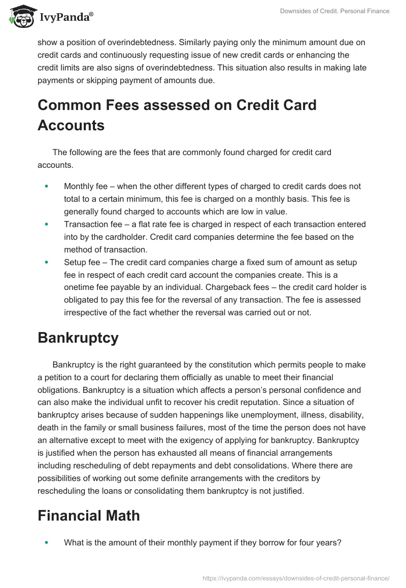 Downsides of Credit. Personal Finance. Page 2