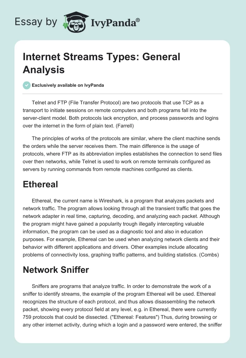 Internet Streams Types: General Analysis. Page 1
