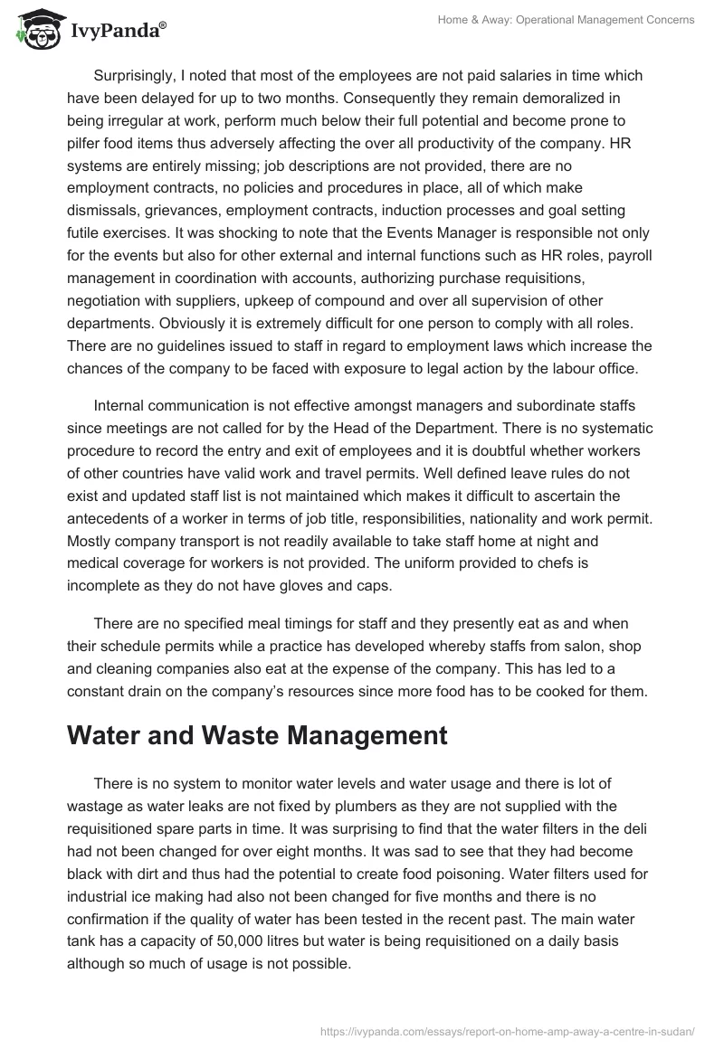 Home & Away: Operational Management Concerns. Page 5