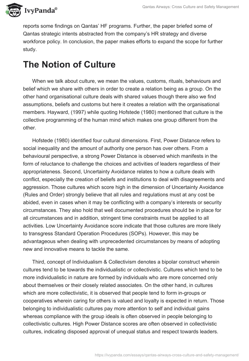 Qantas Airways: Cross Culture and Safety Management. Page 2