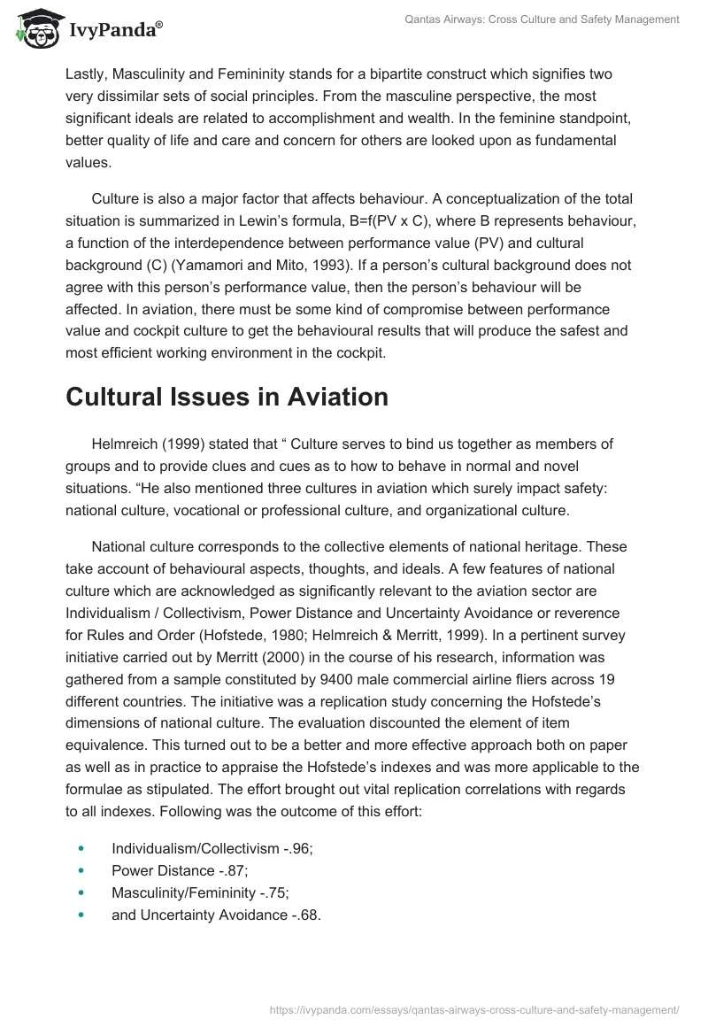 Qantas Airways: Cross Culture and Safety Management. Page 3