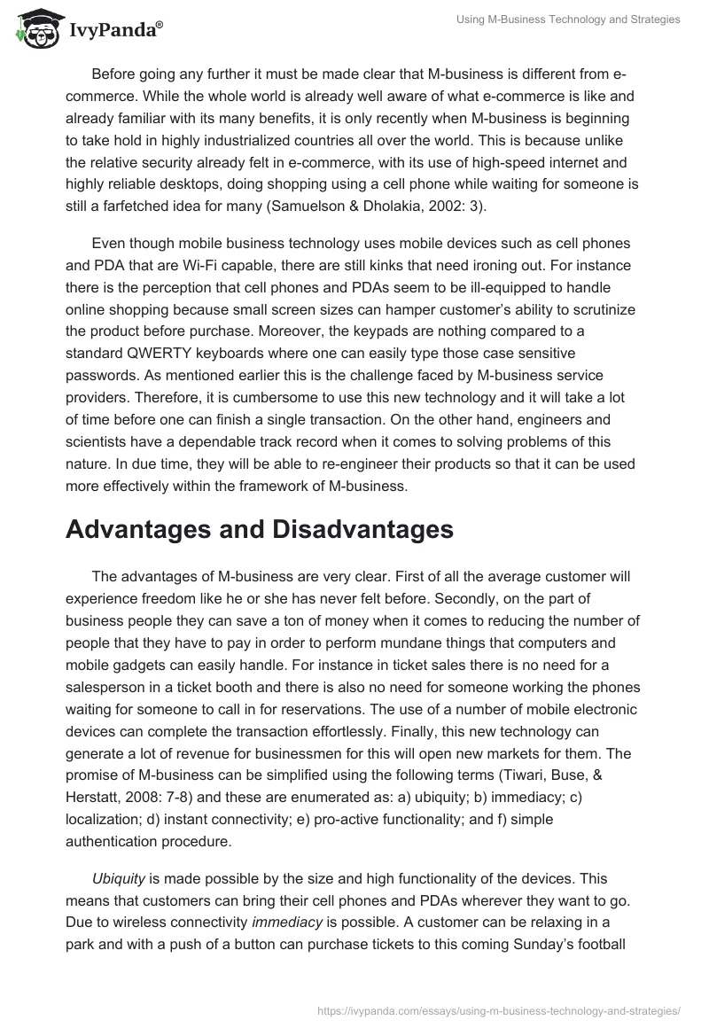 Using M-Business Technology and Strategies. Page 2