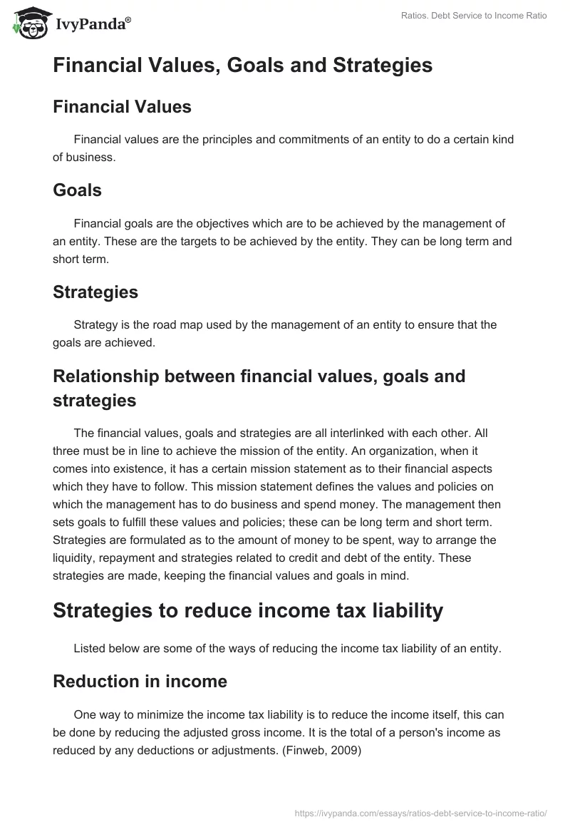Ratios. Debt Service to Income Ratio. Page 2