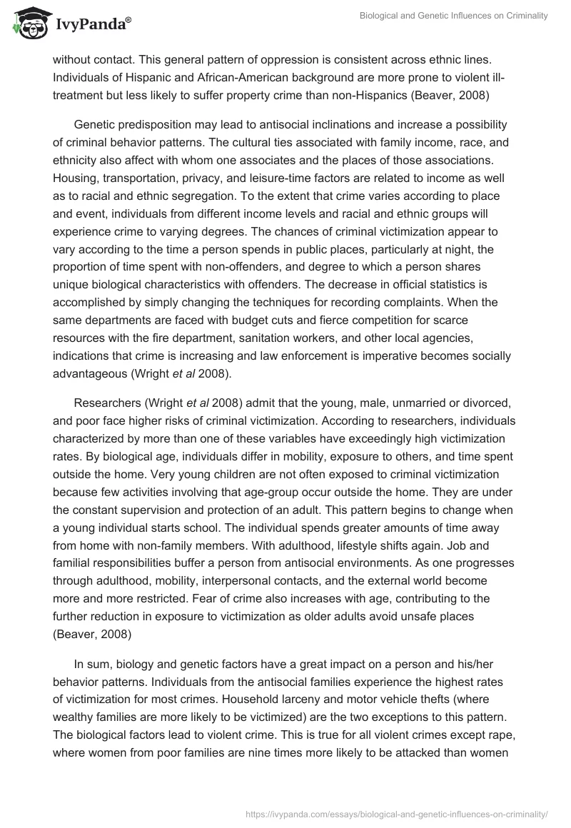 Biological and Genetic Influences on Criminality. Page 2