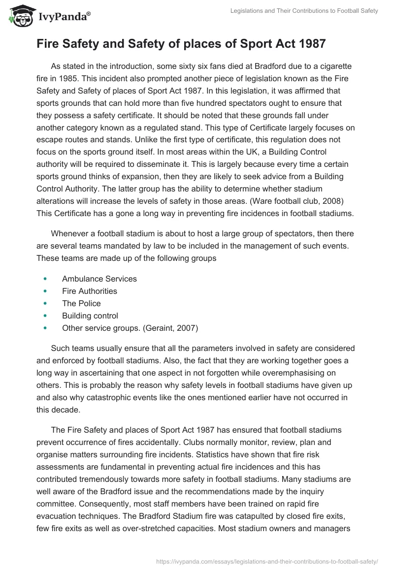 Legislations and Their Contributions to Football Safety. Page 5