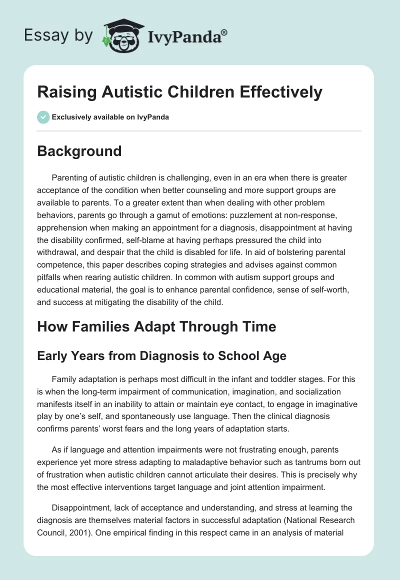 Raising Autistic Children Effectively. Page 1