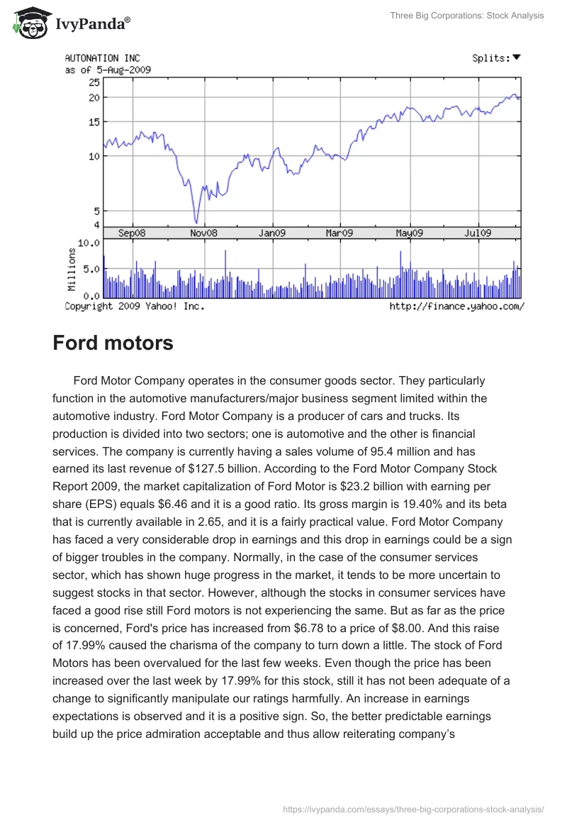 Three Big Corporations: Stock Analysis. Page 2