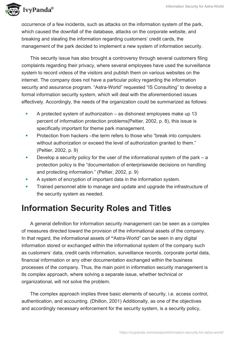 Information Security for "Astra-World". Page 2