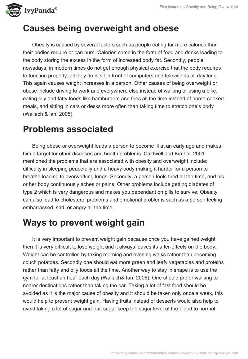 Five Issues on Obesity and Being Overweight. Page 2