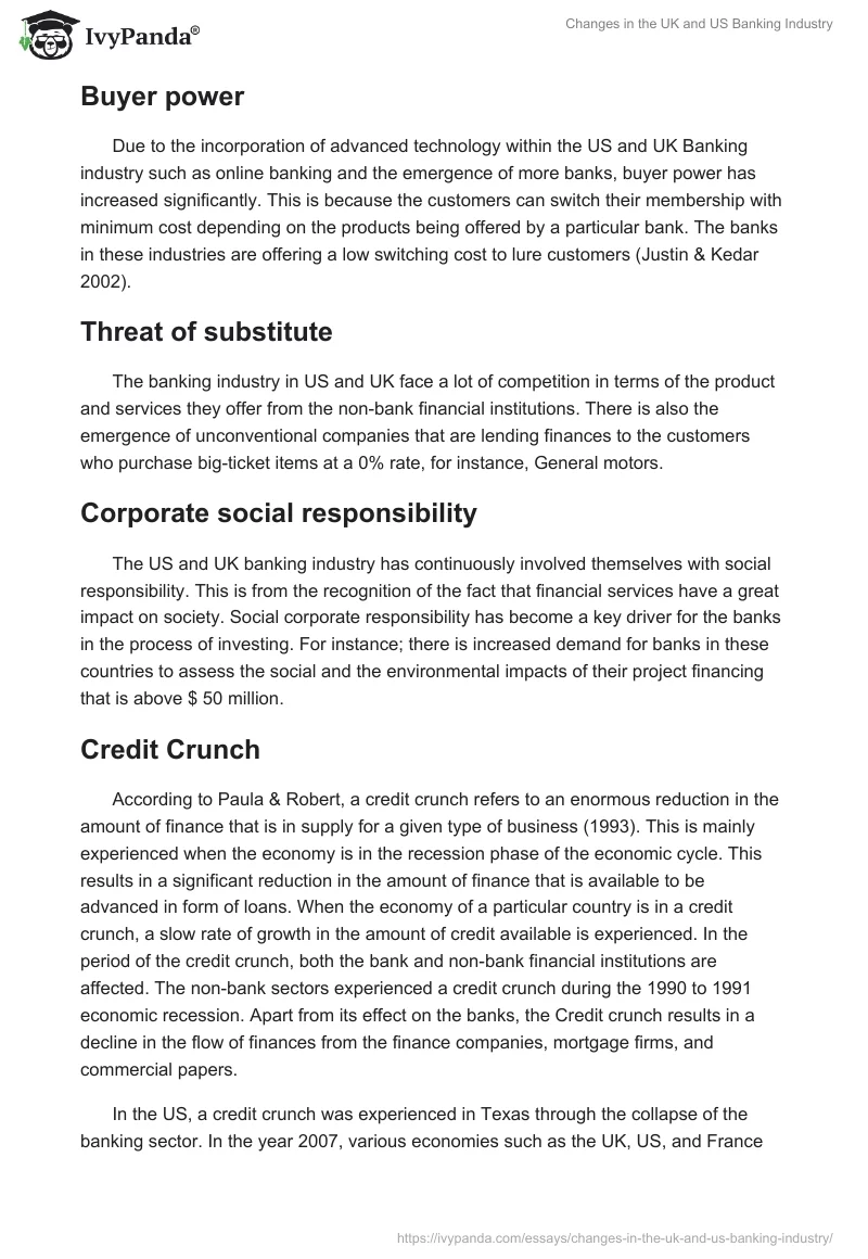 Changes in the UK and US Banking Industry. Page 4