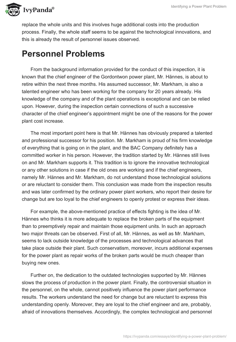 Identifying a Power Plant Problem. Page 2