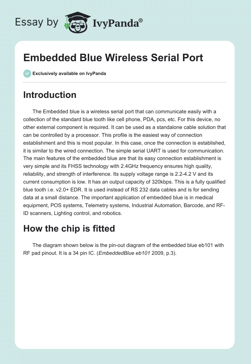 Embedded Blue Wireless Serial Port. Page 1