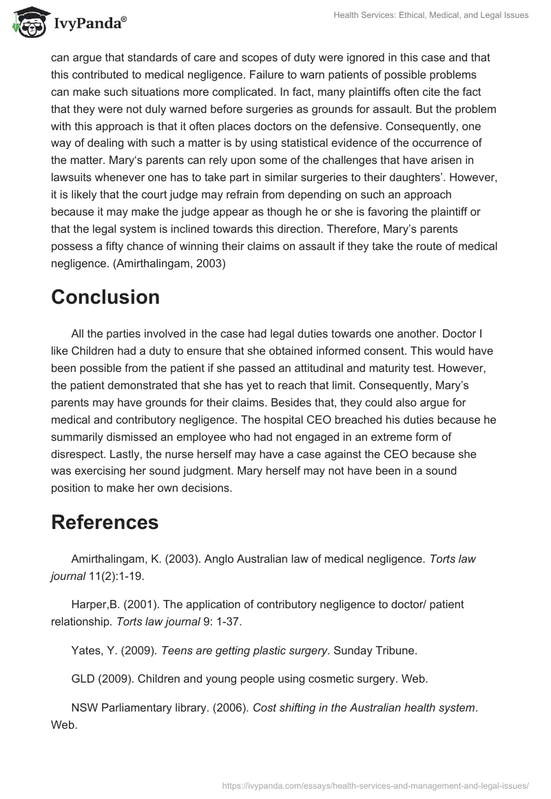 Health Services: Ethical, Medical, and Legal Issues. Page 5