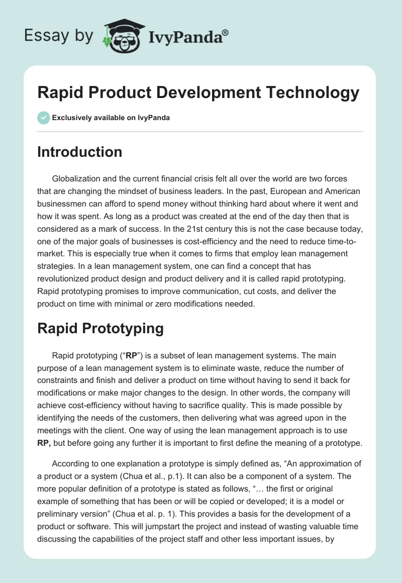 Rapid Product Development Technology. Page 1