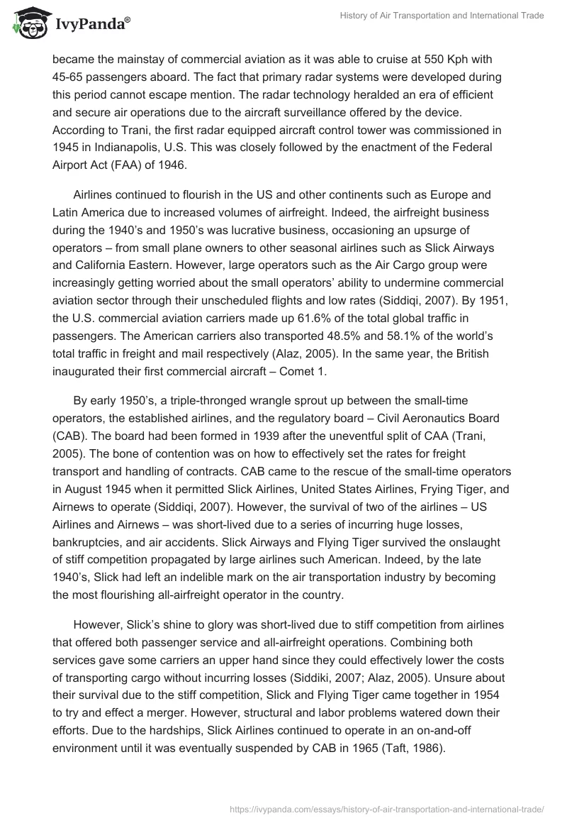 History of Air Transportation and International Trade. Page 5
