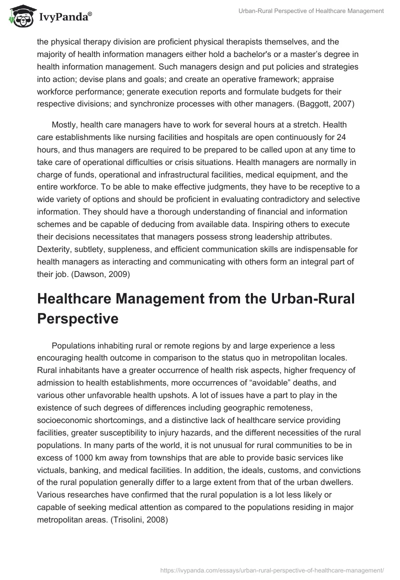 Urban-Rural Perspective of Healthcare Management. Page 4