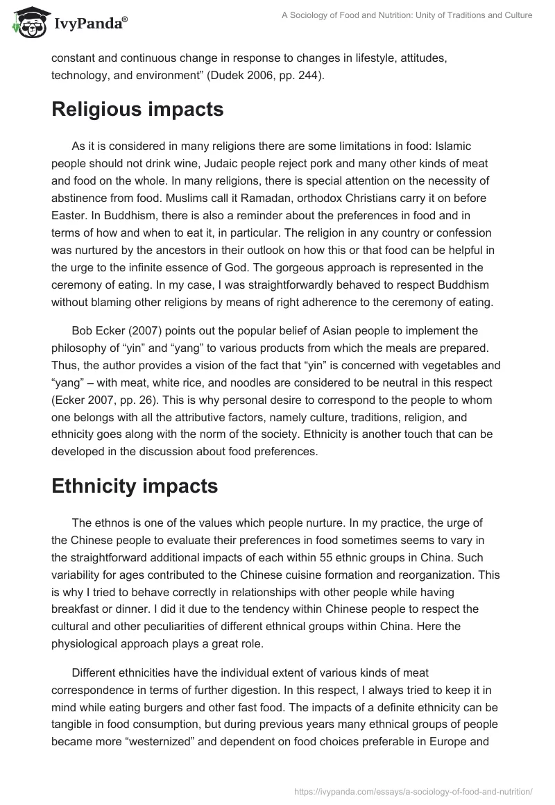 A Sociology of Food and Nutrition: Unity of Traditions and Culture. Page 4