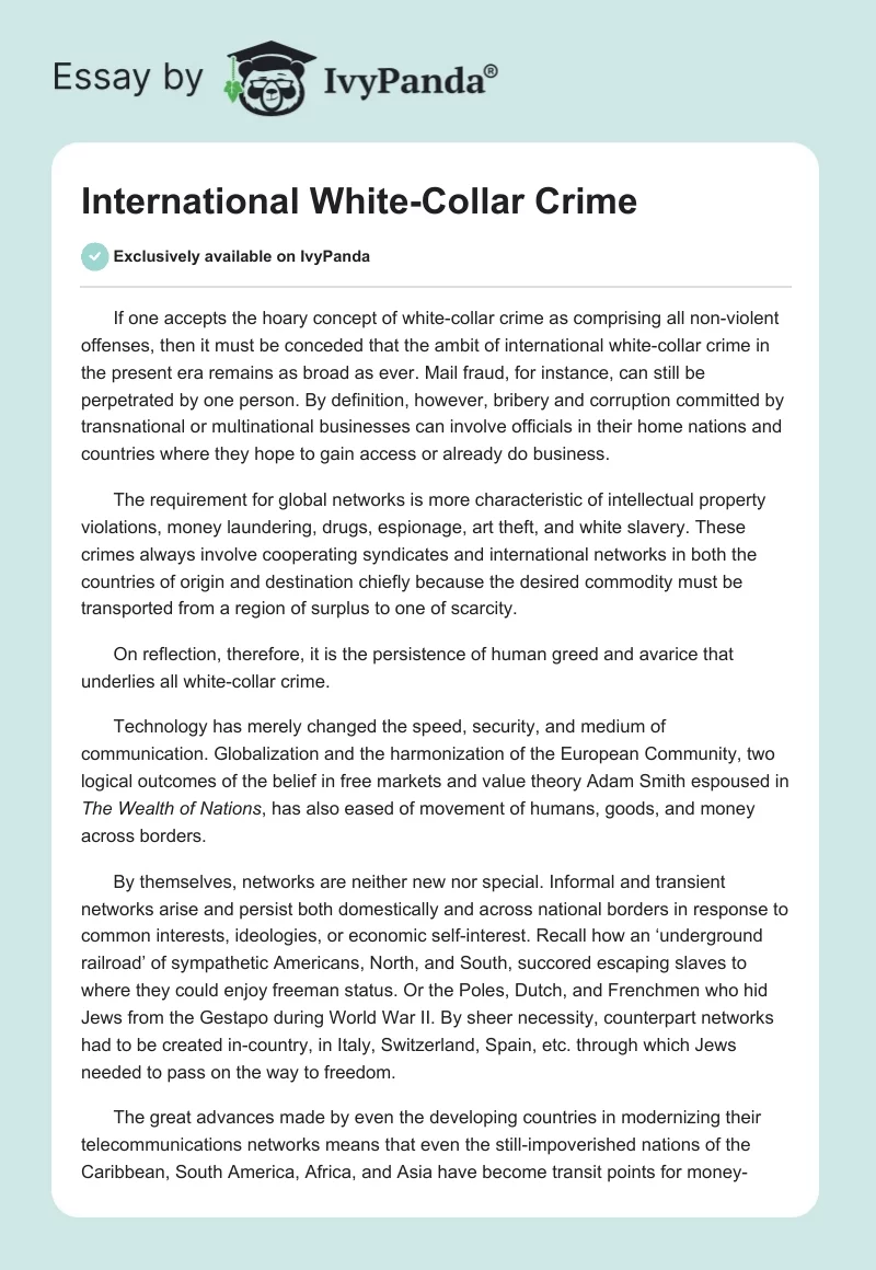 International White-Collar Crime. Page 1