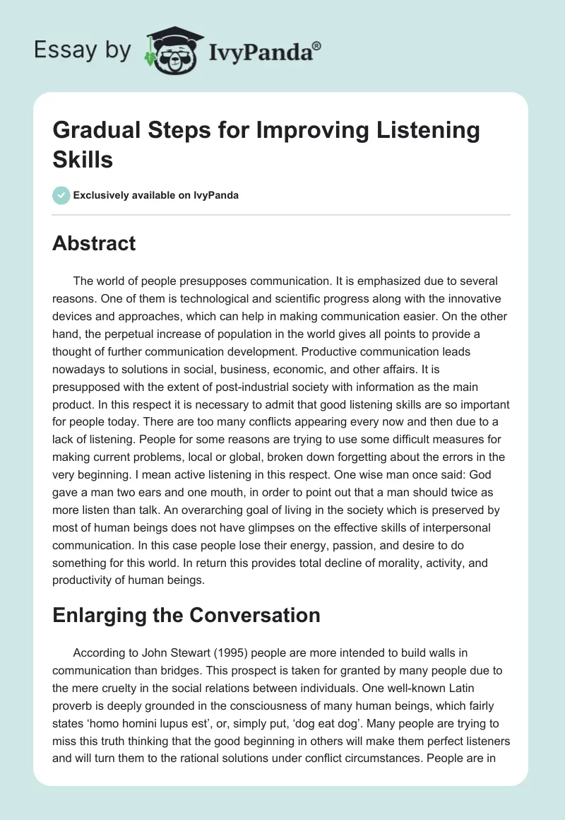 Gradual Steps for Improving Listening Skills. Page 1