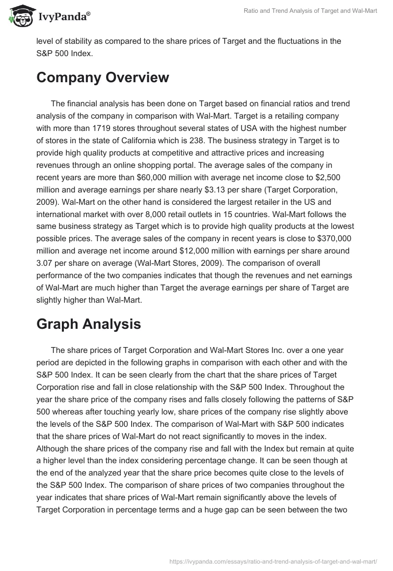 Ratio and Trend Analysis of Target and Wal-Mart. Page 2